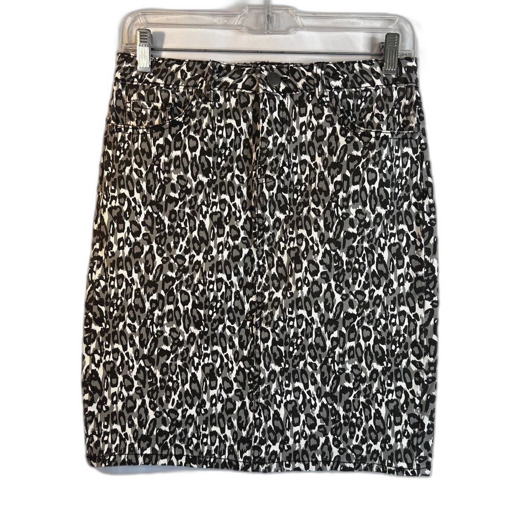 D Jeans Animal Print Denim Pencil‎ Straight Skirt Cotton Maximalist Print Size 4